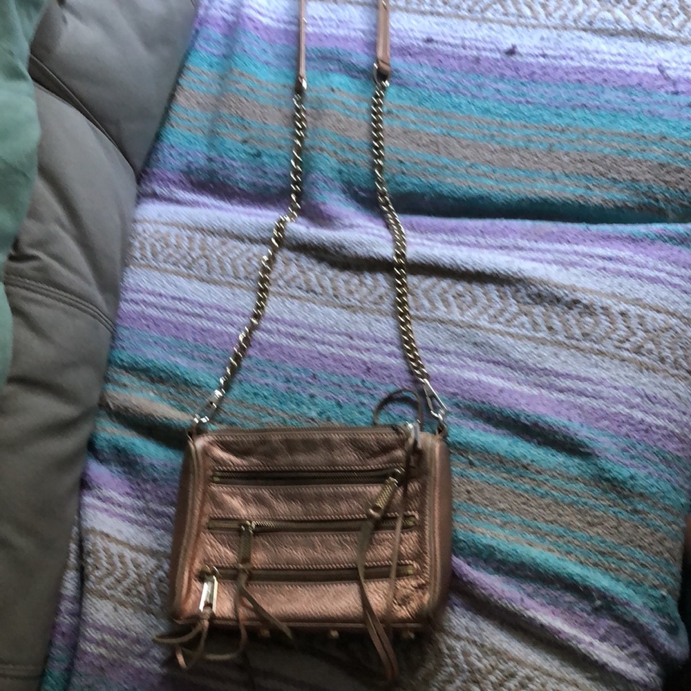 Rebecca Minkoff rose gold cross body bag with chain strap